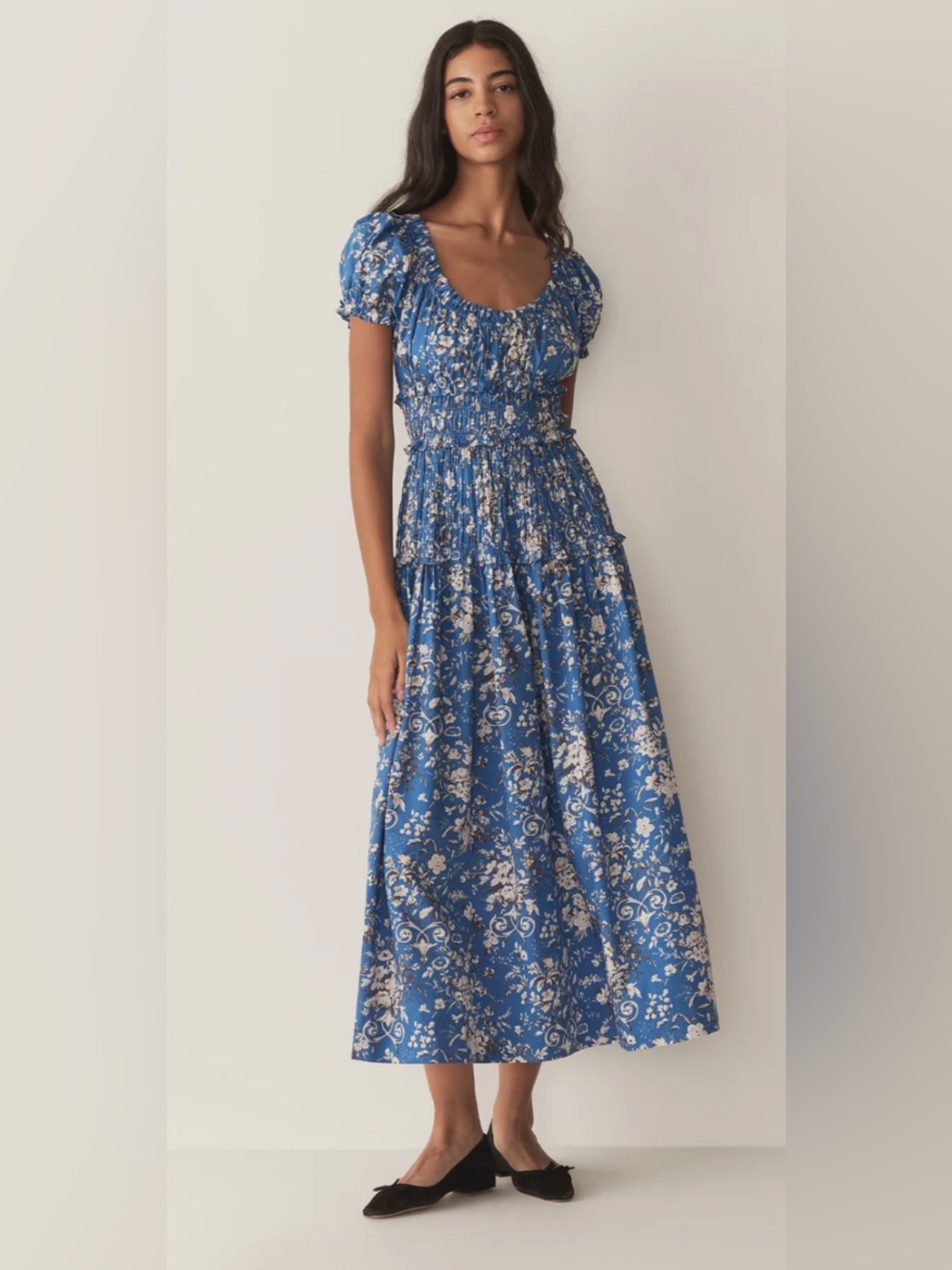 Rare Doen Leanne blue floral dress, size S